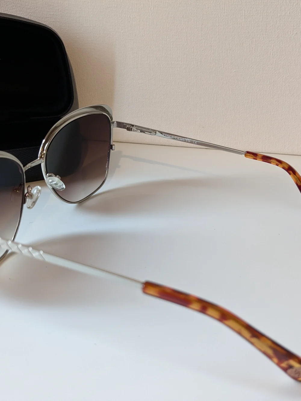 Vince Camuto Designer Cat Eye Sunglasses - Champagne/Gold Frame Brown Lenses